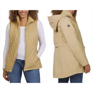 NWT Lands End Women's 3-in-1 Systems Jacket w/ Removeable Puffer Vest Tan Size M